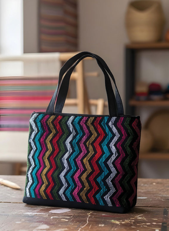 Bolsa artesanal de Hilos de Identidad elaborada en telar de cintura - técnica tradicional de Xochistlahuaca Guerrero