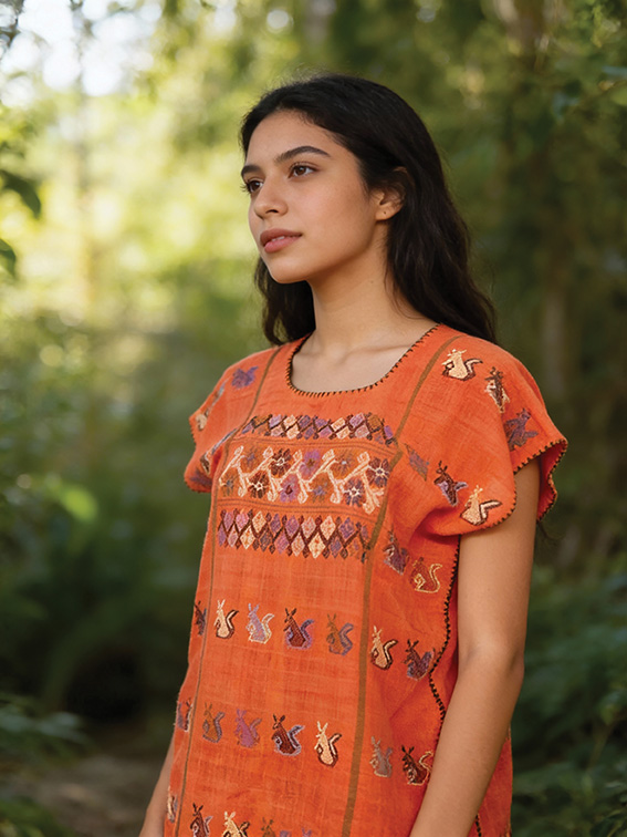 Blusa artesanal de Hilos de Identidad con telar de cintura Hilo teñido 100% algodon